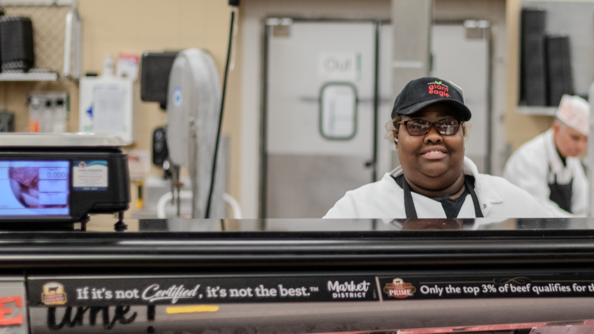 A woman represented by UFCW Local 880, the grocery workers union in Cleveland, Ohio.